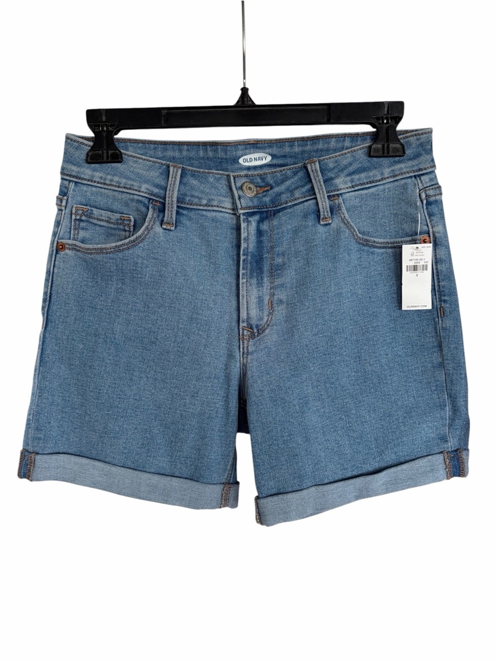 Old Navy Womens Size 2 Light Blue Wash Roll Cuffed Jean Shorts NWT